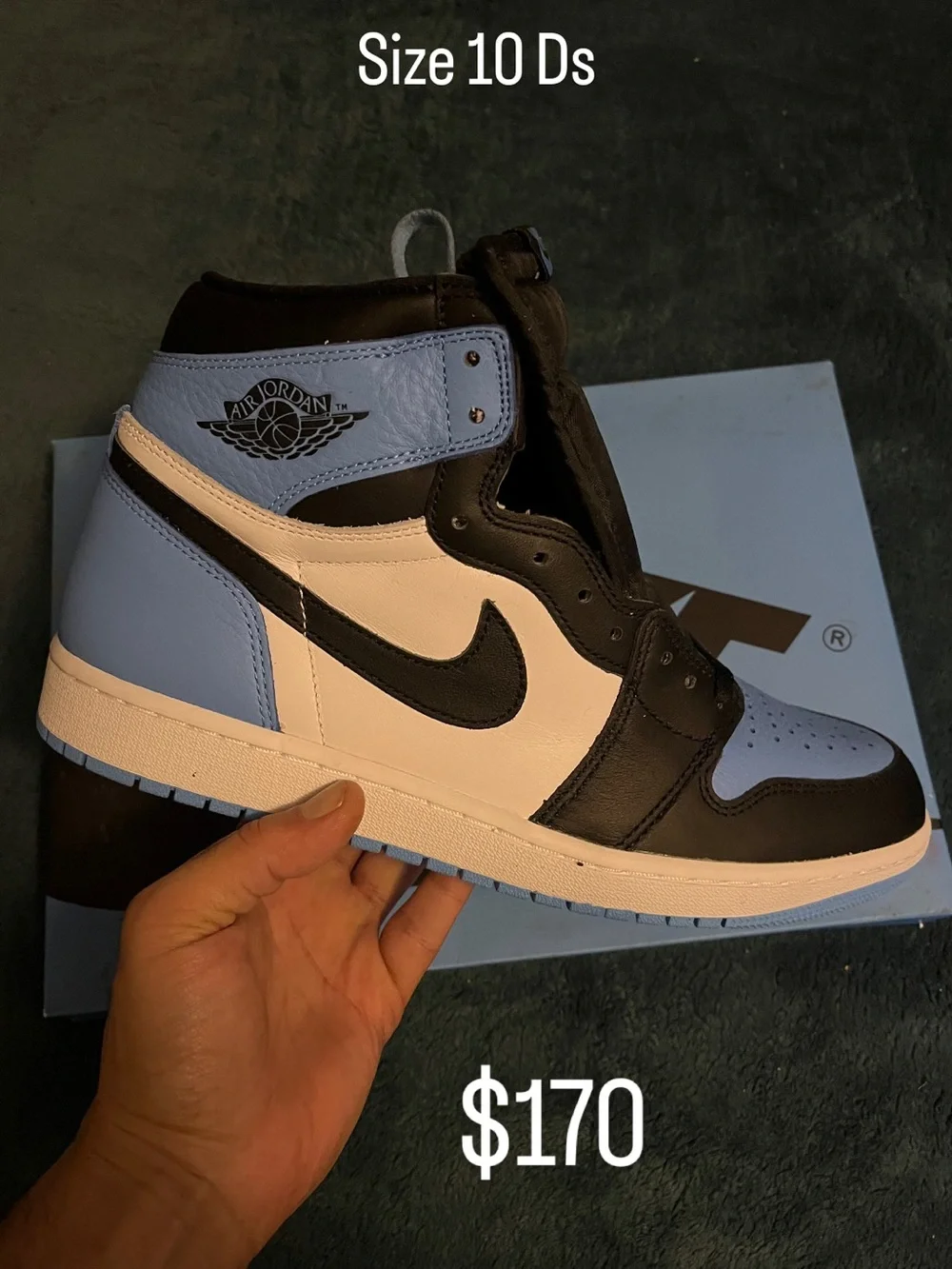 Jordan Air Jordan 1 Mid - Black/White/Light Blue